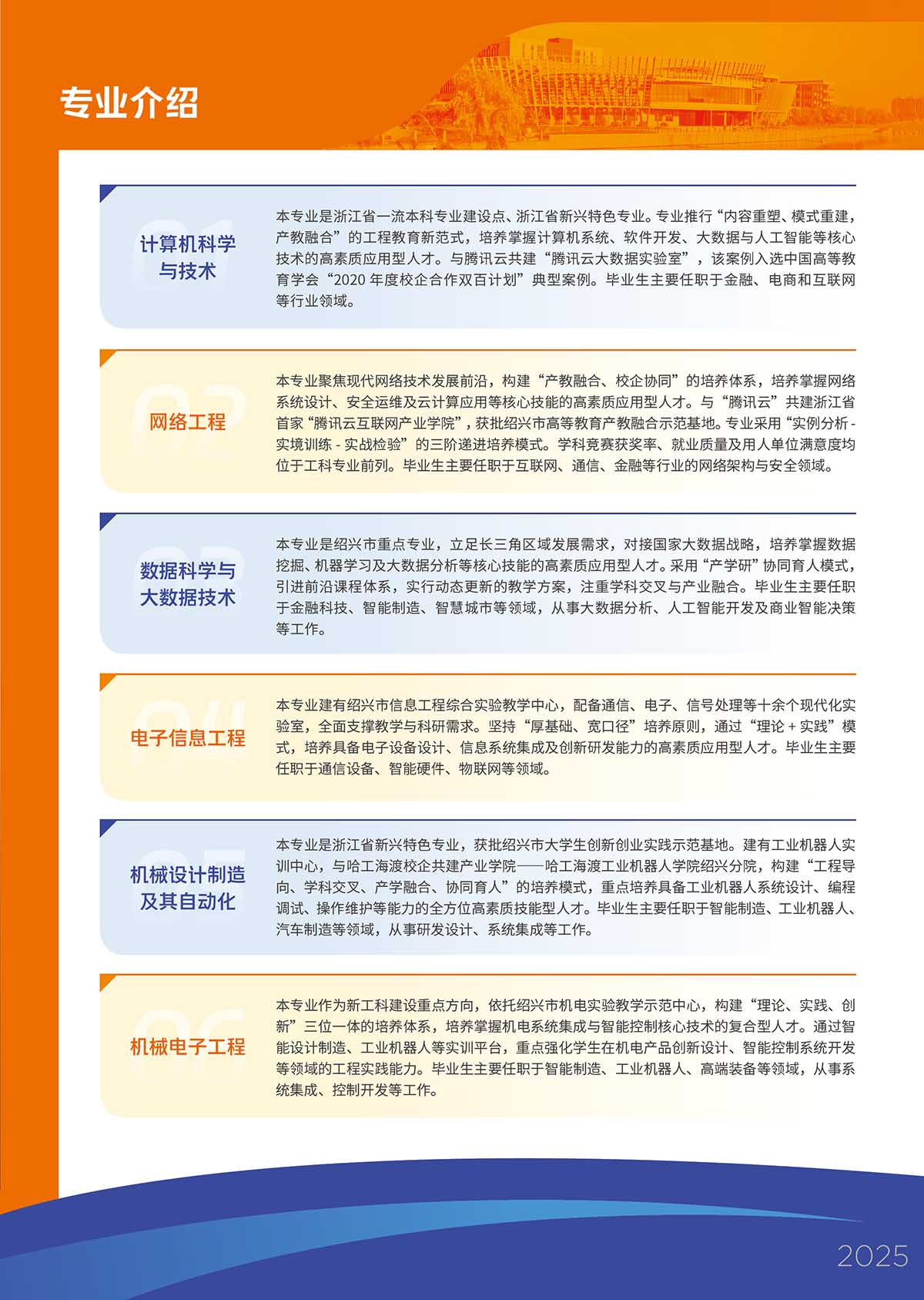 绍兴理工学院专业学科