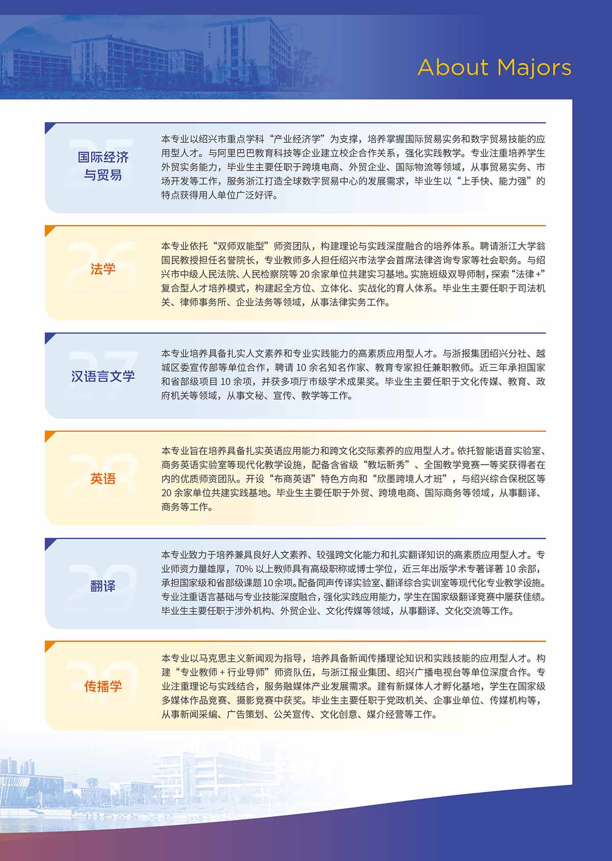 绍兴理工学院专业学科