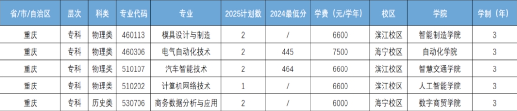 重庆市招生计划