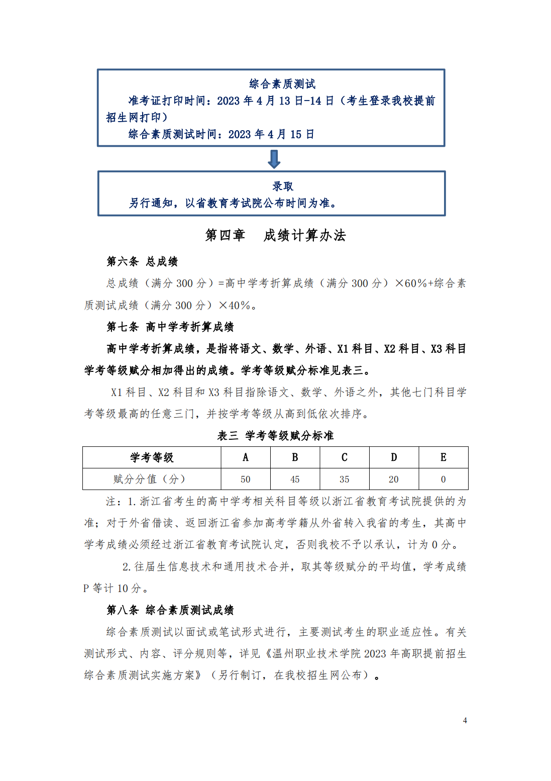 温州职业技术学院2023年高职提前招生章程