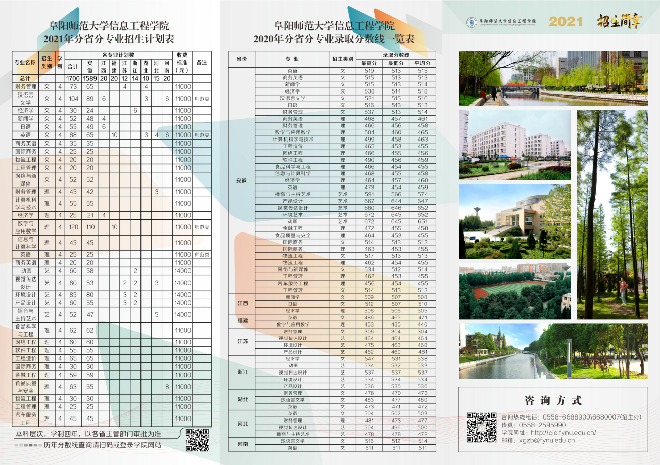 阜阳师范大学信息工程学院2021年招生简章