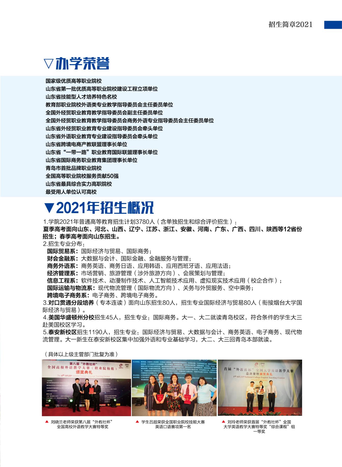 2021年山东外贸职业学院报考指南