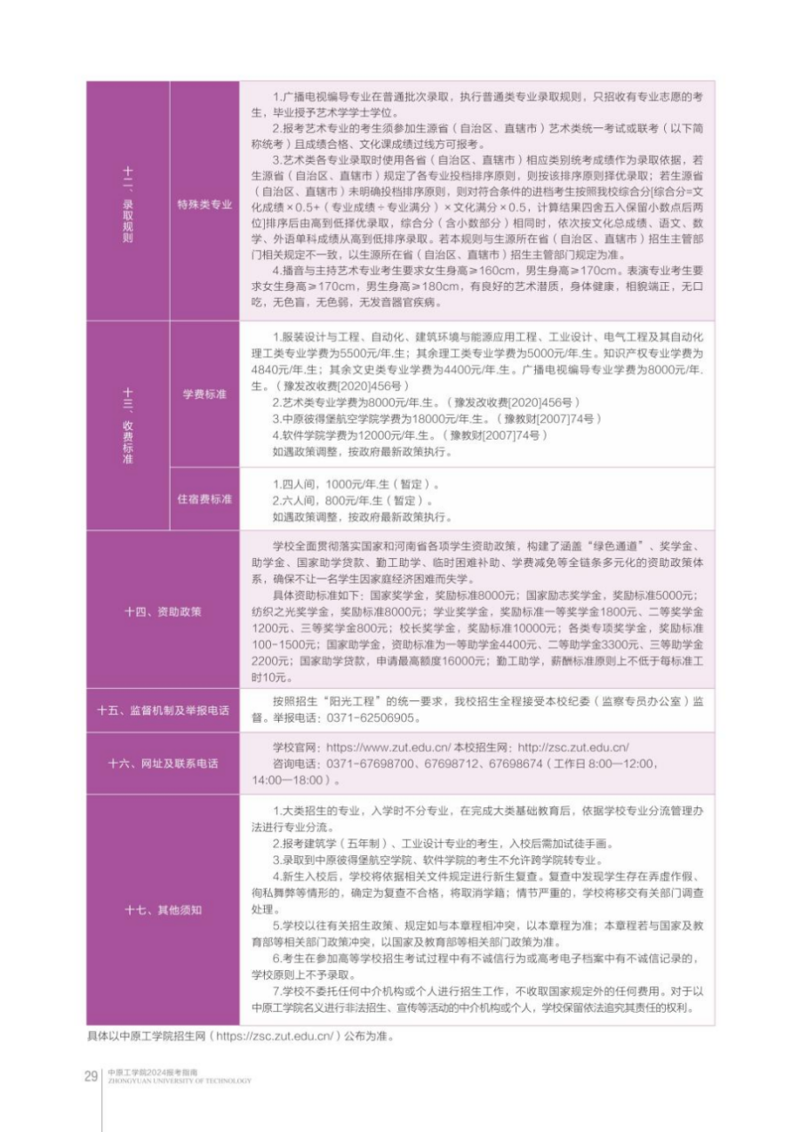 中原工学院－2024年招生简章