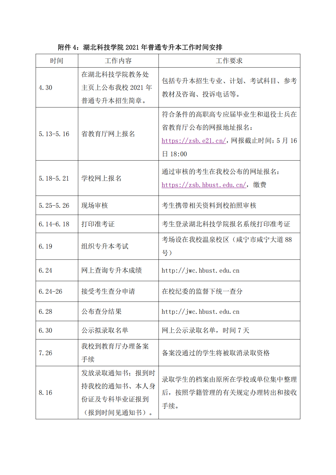 湖北科技学院－2021年普通专升本招生简章