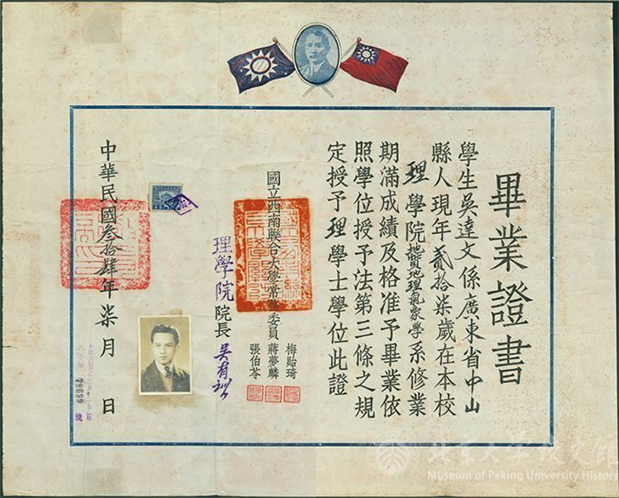 国立西南联合大学毕业证书