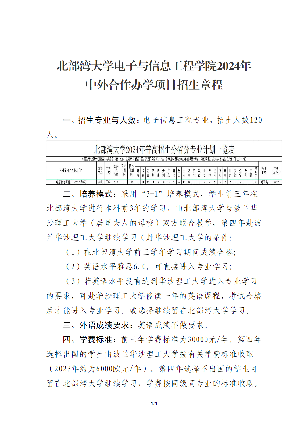 北部湾大学电子与信息工程学院2024年中外合作办学项目招生章程