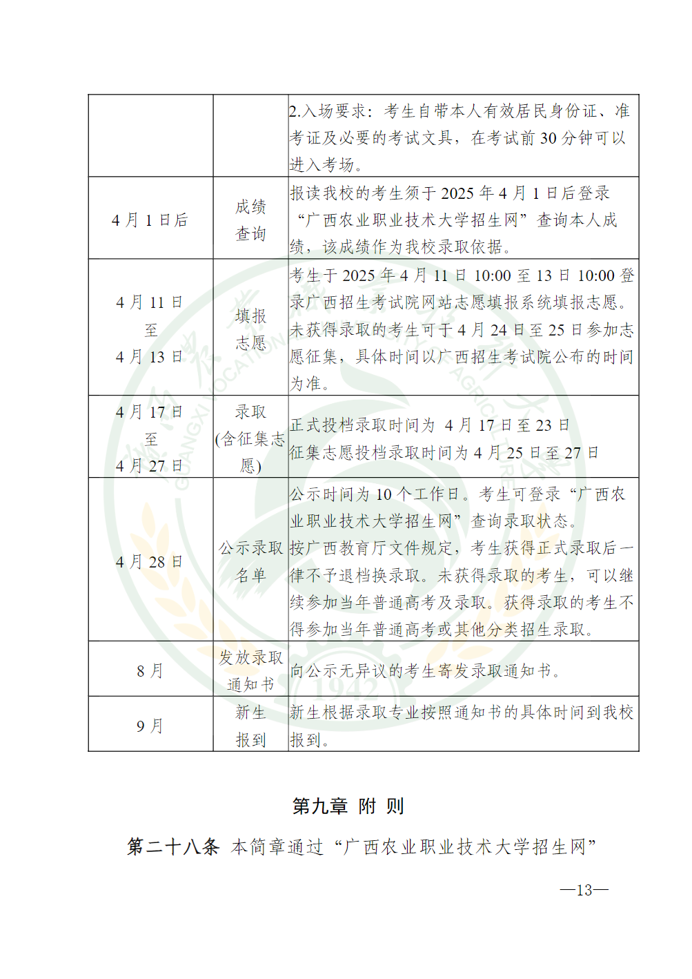广西农业职业技术大学2025年高职对口中职自主招生简章