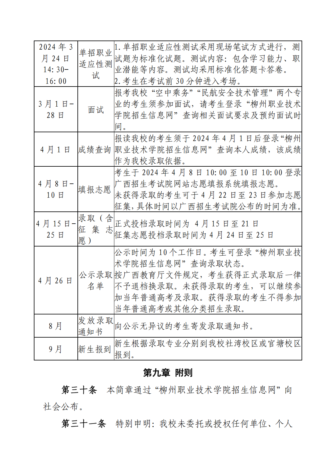 柳州职业技术学院2024年高职单独招生简章