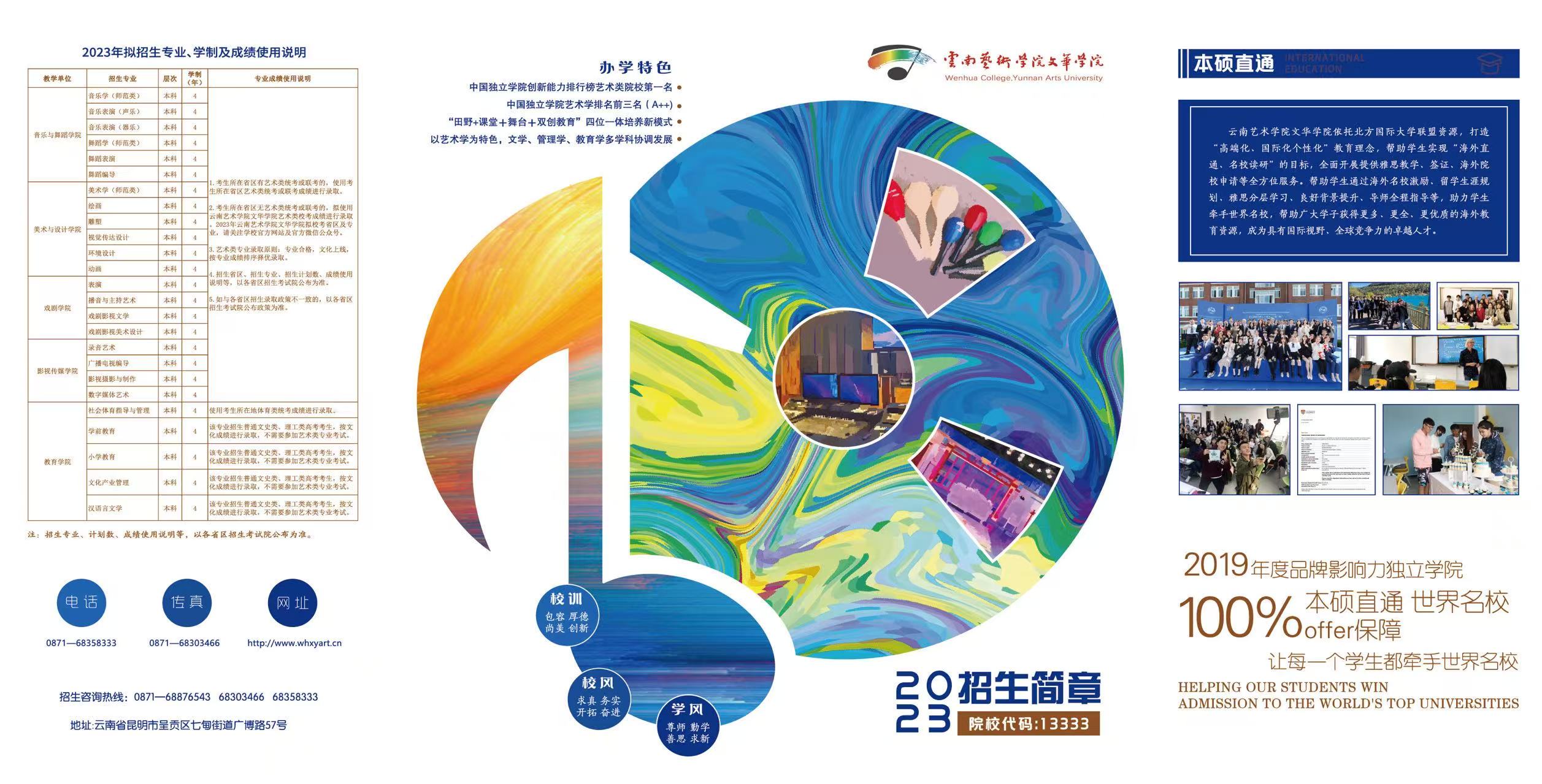 云南艺术学院文华学院2023年本科招生简章