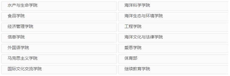 上海海洋大学－院系设置